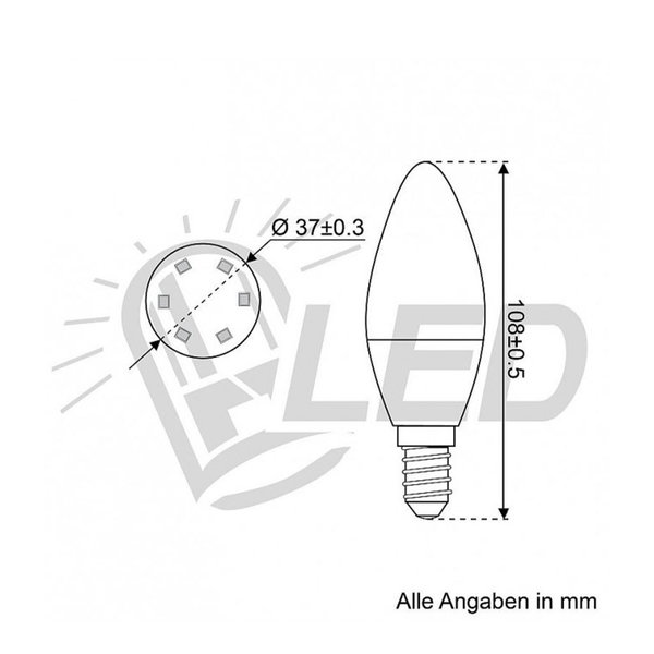 DC kompatible LED Lampe E14 4,5W 430lm 2700K Warmweiß 85-265V AC 60-269V DC 24h