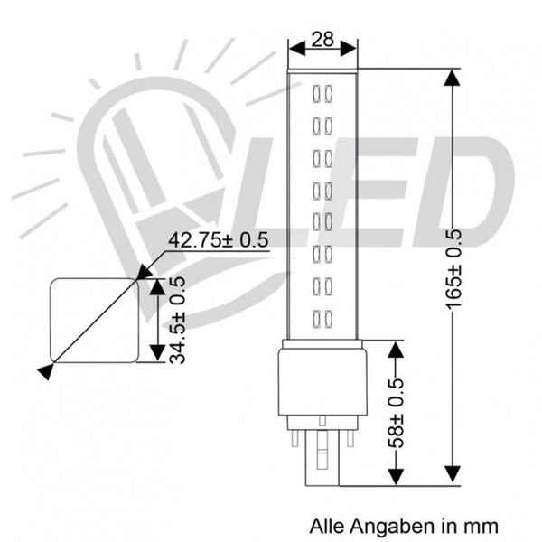 DC kompatible LED Kompaktleuchtstofflampe G24 8W 700lm 3000K Warmweiß 180-260V AC 180-269V DC